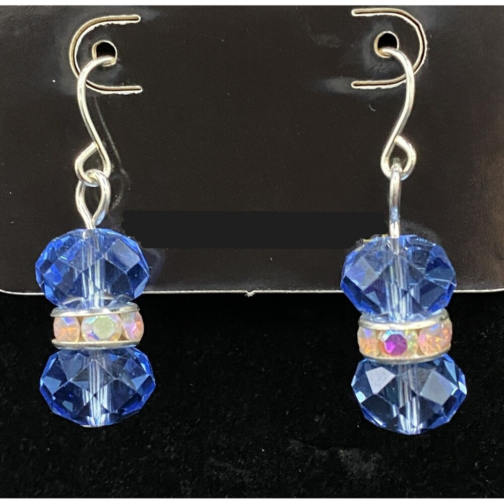 Handmade Light Blue Crystal Bead & Crystal Rondelle Earrings by Neanie-Bot